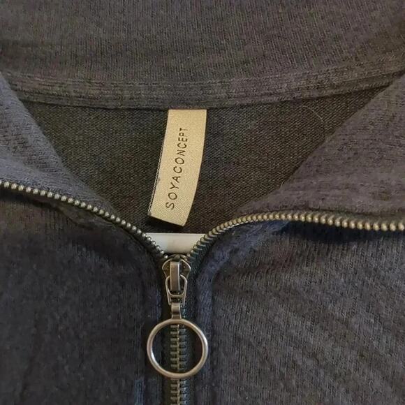 SoyaConcept Quarter Zip Pullover Blue Grey Light Sweater Size M - Picture 3 of 5